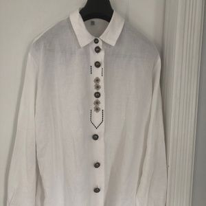 Vintage Large White Embroidered Cottagecore Shirt